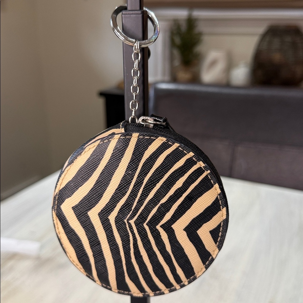 Coach Black and Tan Zebra Pattern Coin Pouch - Picture 2 of 6